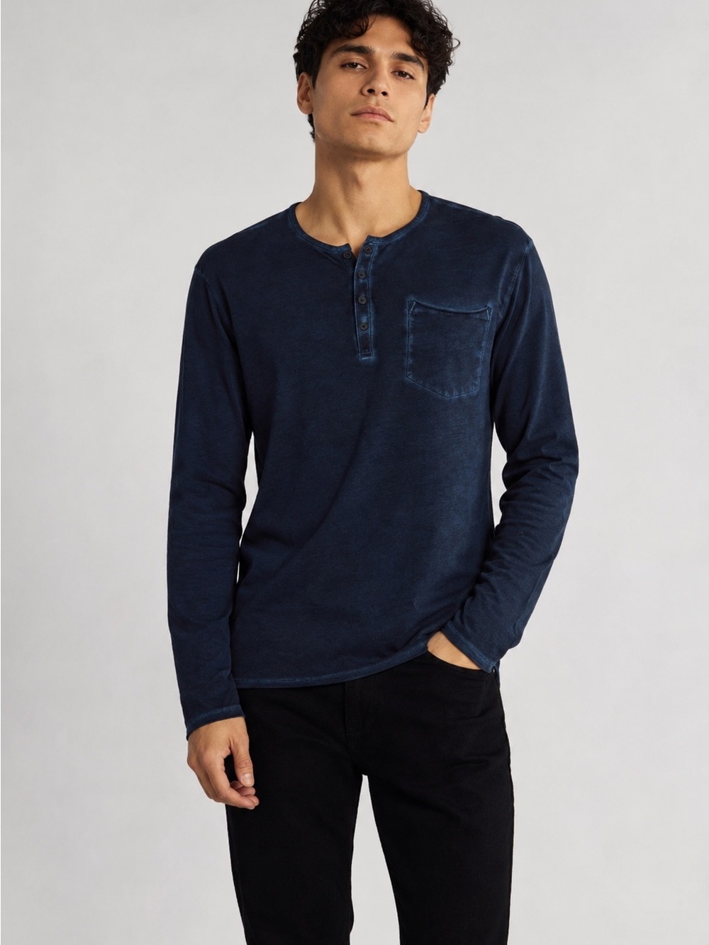 John varvatos Baylor organic cotton long sleeve Henley shirts